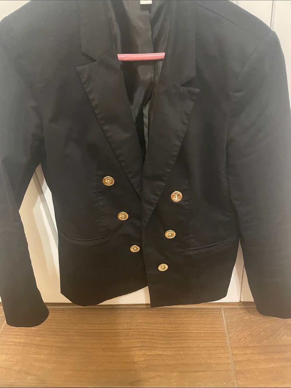 Nine West Black Double-Breasted Blazer with Gold Buttons